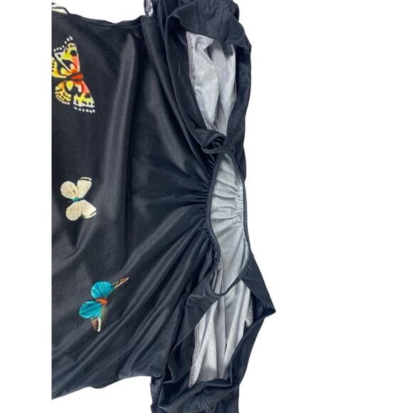 open shoulder women's Black butterfly dress XXL - Picture 2 of 5